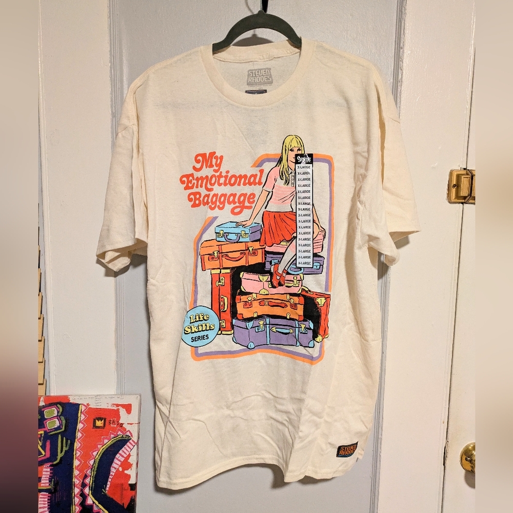 Threadless Steven Rhodes "My Emotional Baggage" Barbie style T-shirt XL NWT